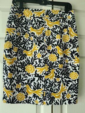 Ann Taylor factory floral bird print pencil skirt size 4